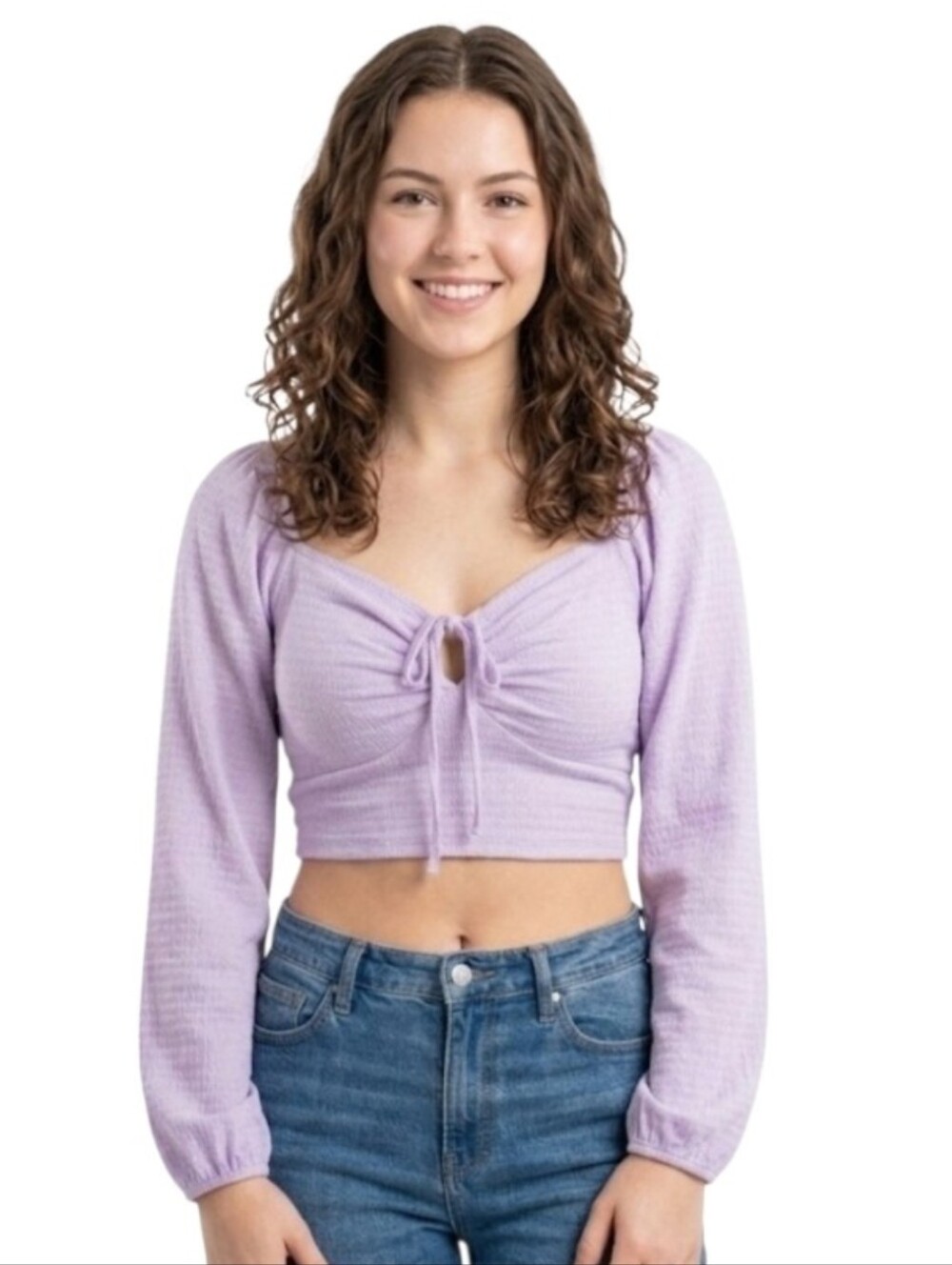 Lavender Long Sleeve Crop Top